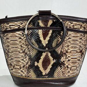 Brahmin Mod Bowie Satchel Leather Bucket Hand Carry Crossbody